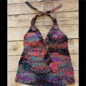 Spanx Assets Tankini Ruffle Halter Top M